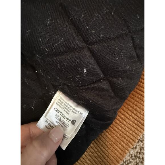 Carhartt Jacket Kids XXS 4-5 Tan Canvas Quilt Lined Hooded Full Zip Coat Youth - Picture 2 of 7